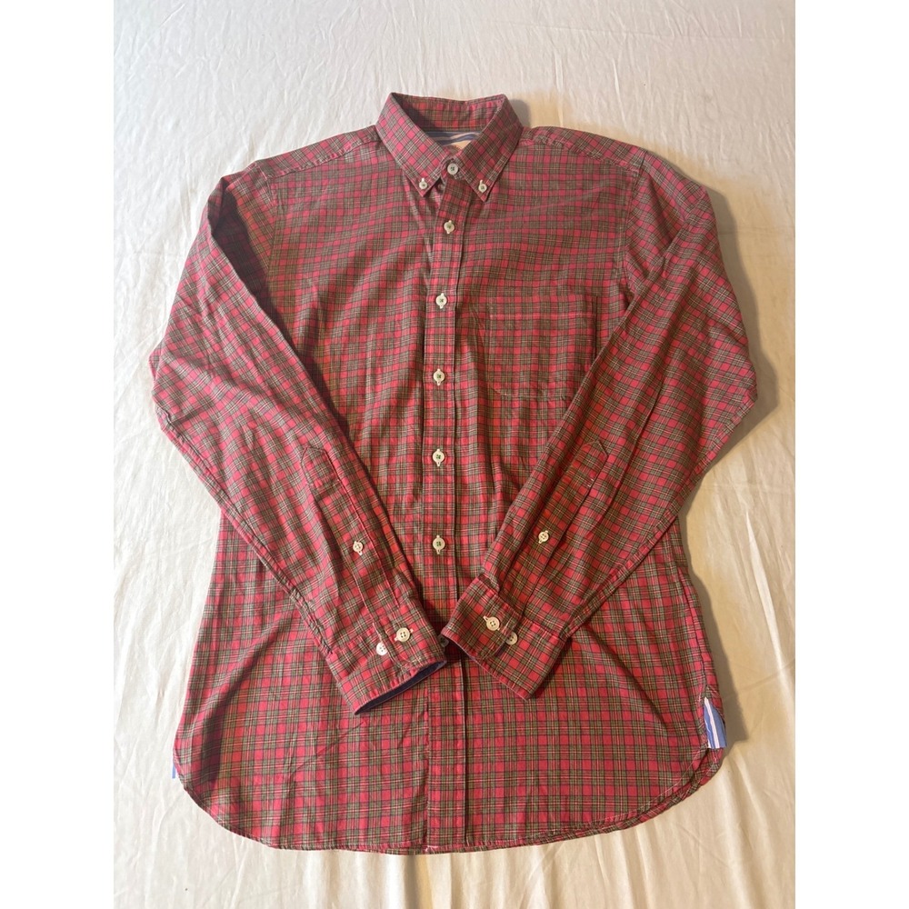 Brooks Brothers  Plaid‎ Button Down Shirt Mens Small Red Green Long Sleeve